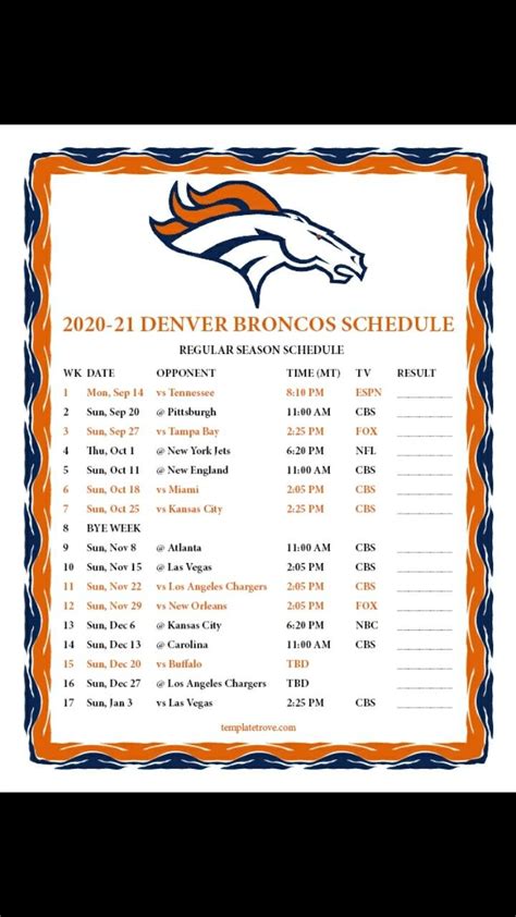 denver broncos standings 2023|broncos 2023 schedule printable.